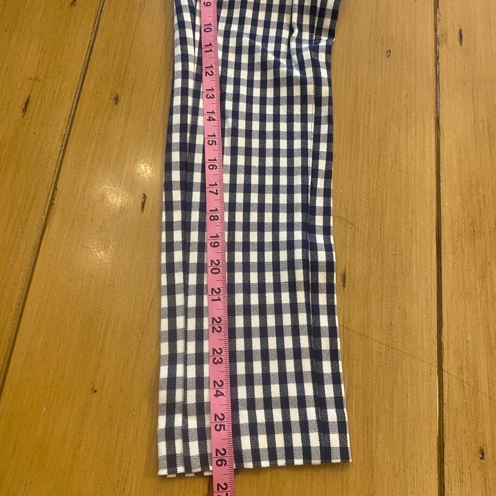 Ann Taylor Women’s Gingham Checkered Pants Elastic Waist Size 0 blue white - Picture 7 of 12